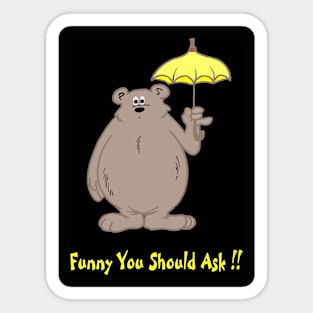 Comic Animation Surreal Abstract Bear with an Umbrella Pop Art Print Sticker